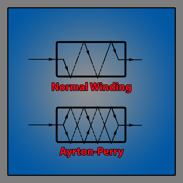 Ayrton Perry resistor winding vs. normal winding